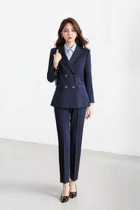 2440 Double-breasted suit set, elegant and goddess-like