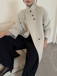 Trendy Color-Block Wool Coat